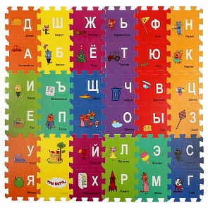 Коврик-пазл из серии Три Кота с вырезанными буквами, 6 сегментов (Играем вместе, FS-ABC-3CATS (24))